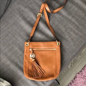 Brown leather cross body bag